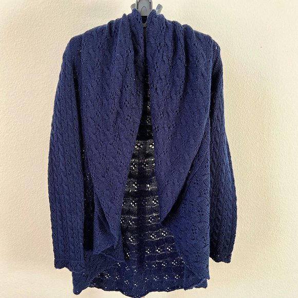 Dark Blue Light Weight Wool Knit Cardigan - Picture 1 of 4